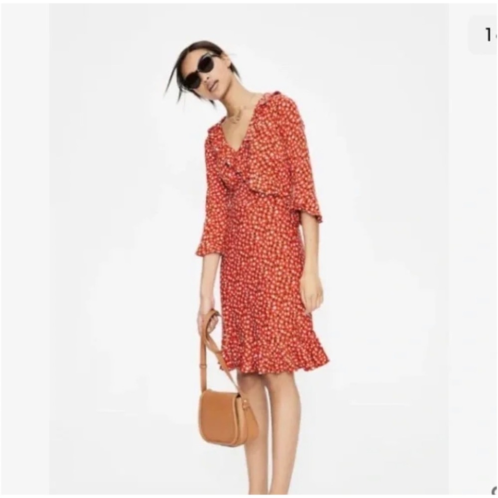 Boden | Rosehip Daisy Dipsy Michaela Jersey Dress Size 8 Floral Ruffle